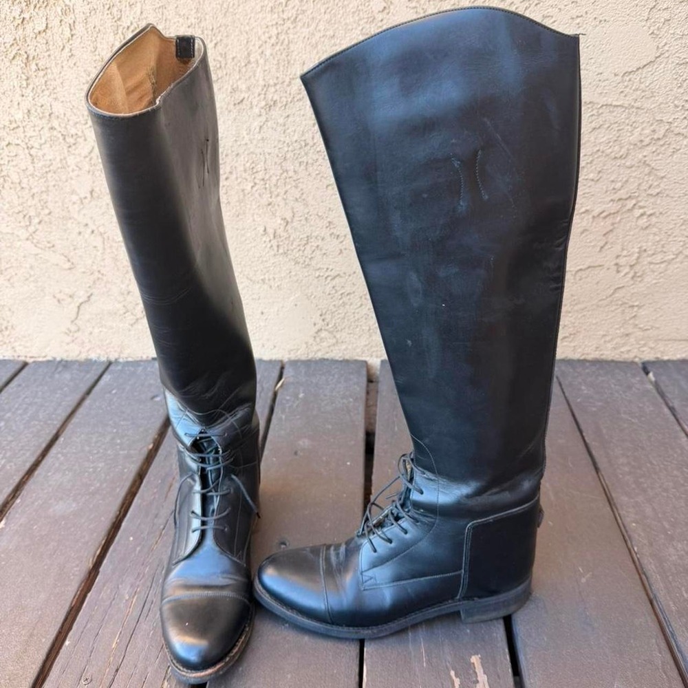 Vintage Black Leather equestrian boots